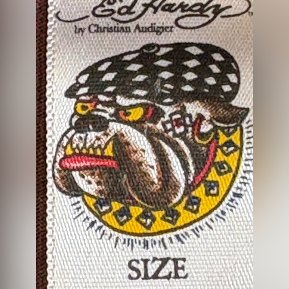 Ed Hardy - Y2K Era Brown Skull Graphic Tee - Size L - Picture 13 of 15